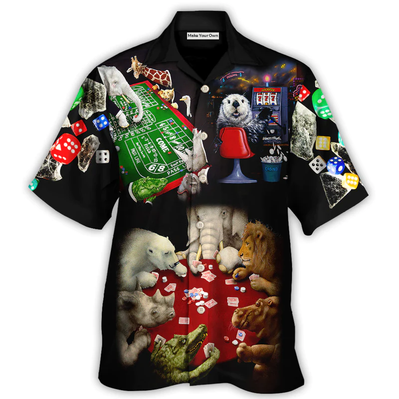 Casino Animals Gathered Around A Craps Table - Hawaiian Shirt