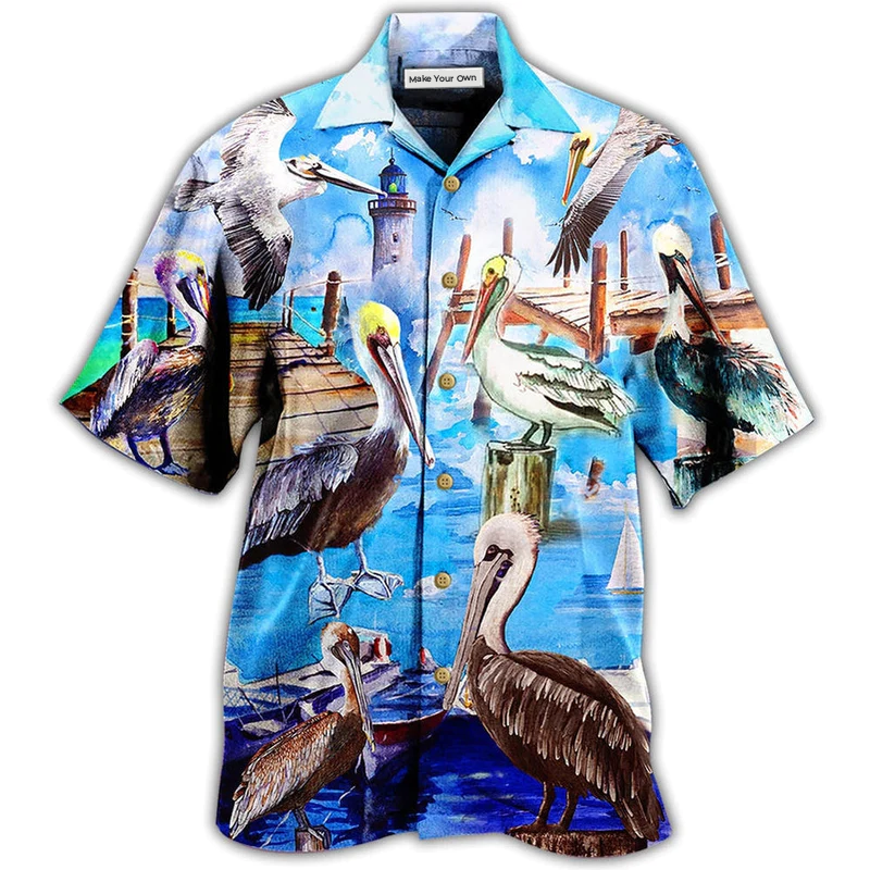 Pelican Animals Love Beach And Beach Love Them Too Much - Hawaiian Shirt