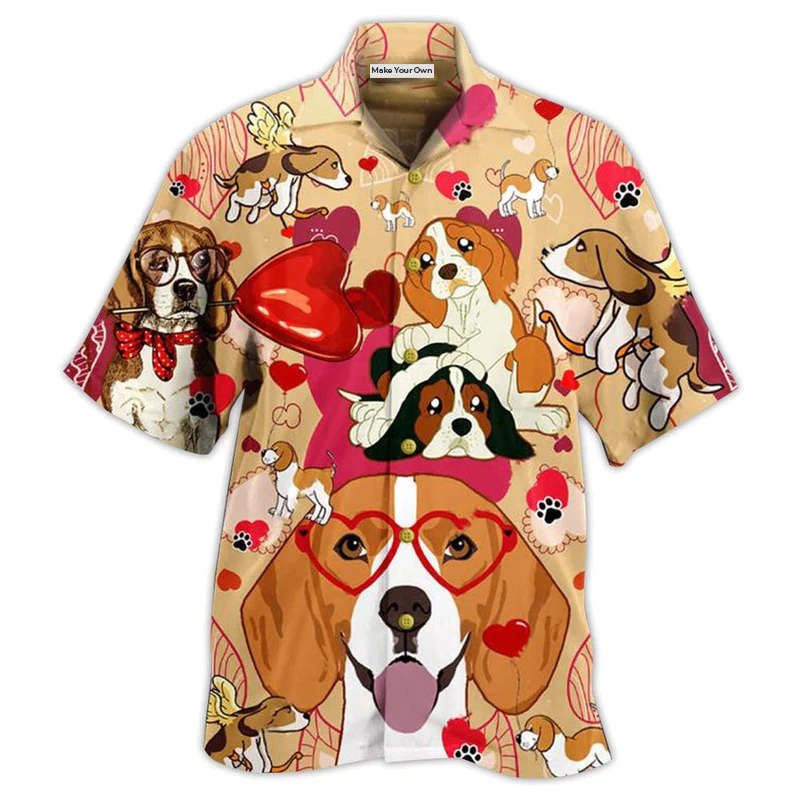 Beagle Dog And Valentine Love You - Hawaiian Shirt