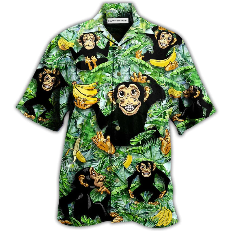 Monkey Loves Banana With Tree - Hawaiian Shirt