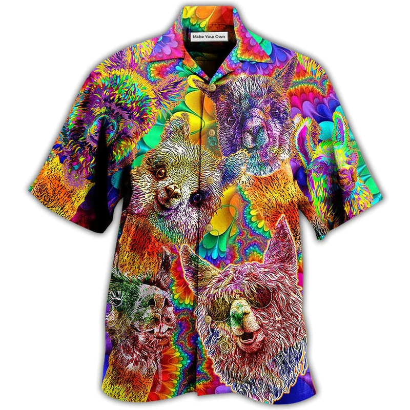 Lama Happiness Smile Mix Color - Hawaiian Shirt