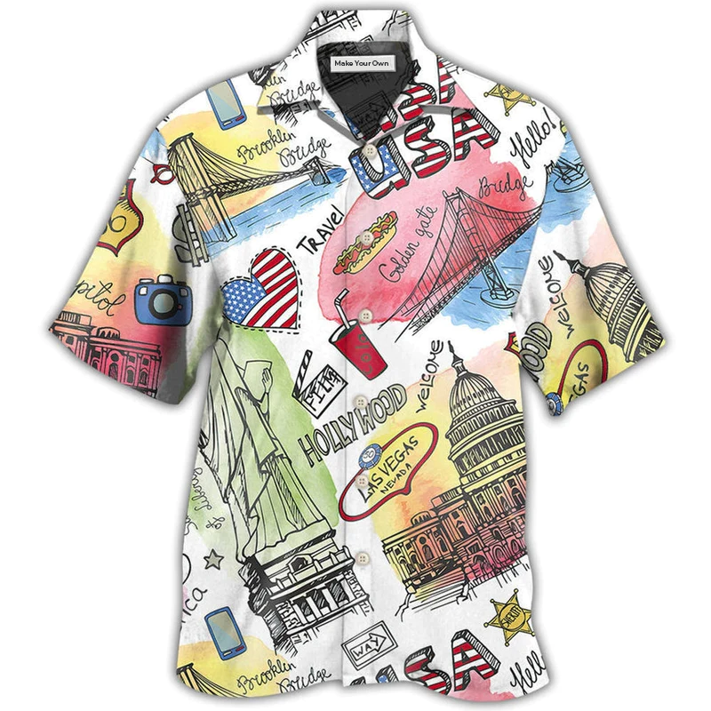 America USA Art Style - Hawaiian Shirt