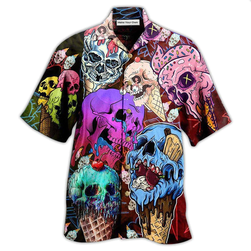 Skull And Ice Cream - Hawaiian Shirt