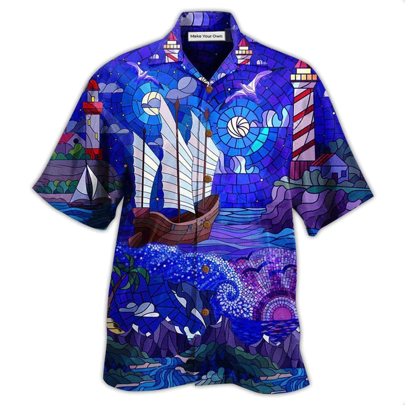 Lighthouse Stained Glass - Hawaiian Shirt