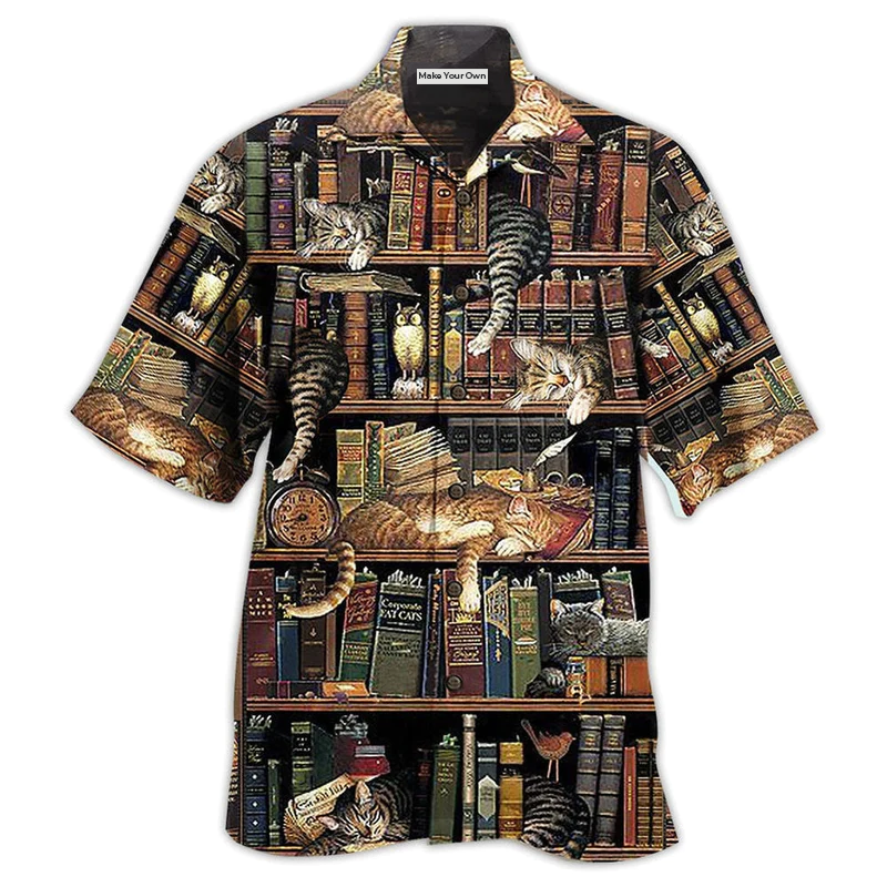 Book And Cat Sleep - Hawaiian Shirt