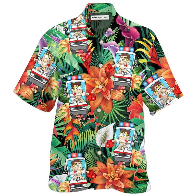 Ambulance Driver Tropical Floral Style - Hawaiian Shirt