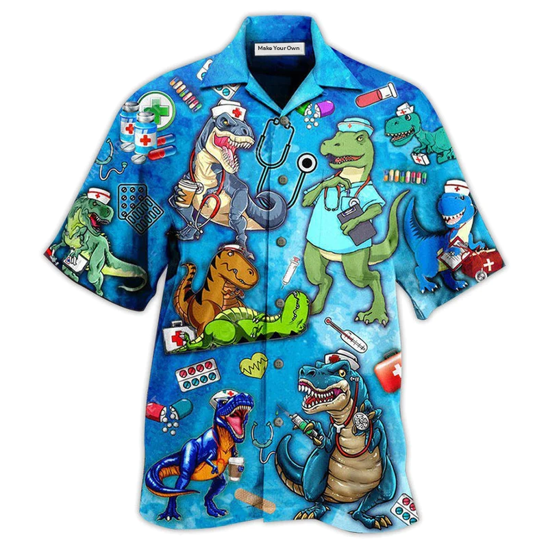 Dinosaur The Nice Nurse Is On Vacation - Hawaiian Shirt
