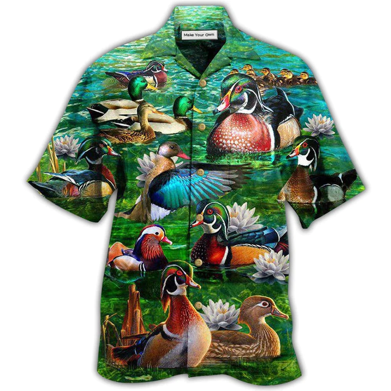 Duck All You Need Is Love And A Duck In Green - Hawaiian Shirt