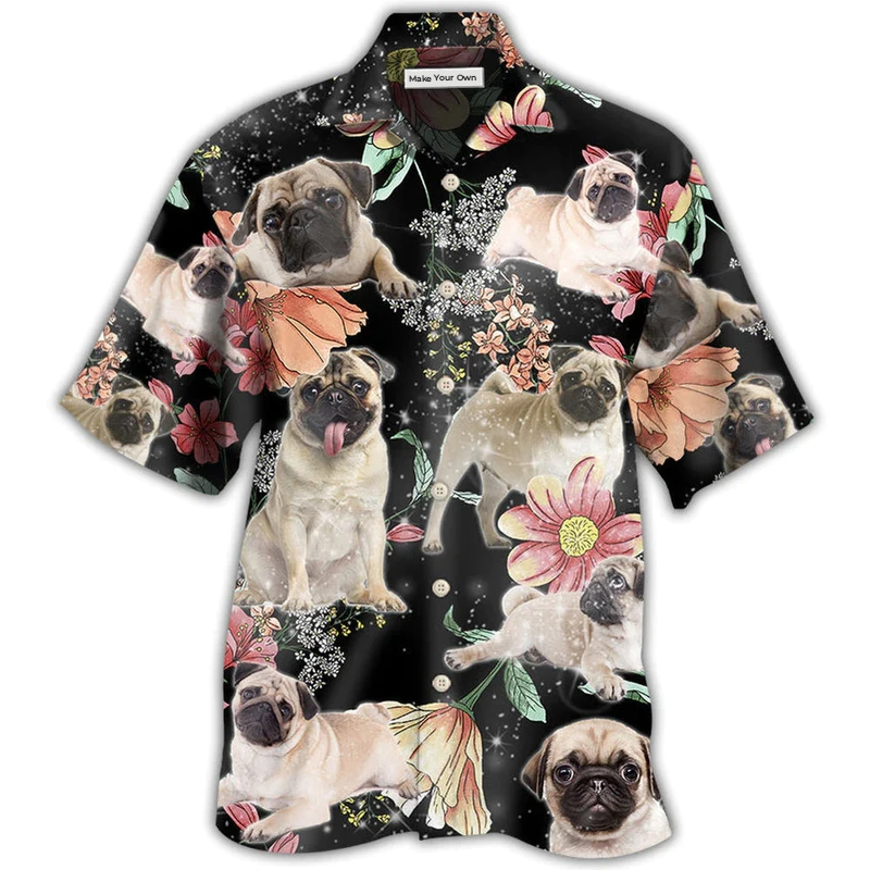 Pug Tropical Floral Style - Hawaiian Shirt