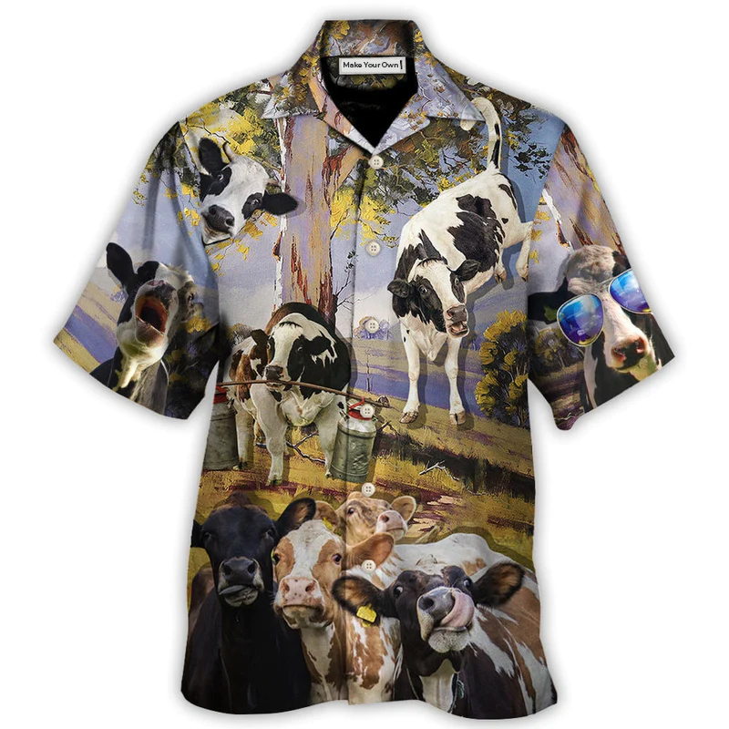 Cow Dancing In The Australian Landscape Funny Art Style - Hawaiian Shirt