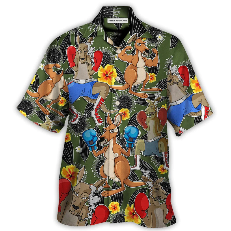 Kangaroo Boxing Tropical Vibe Funny Art - Hawaiian Shirt