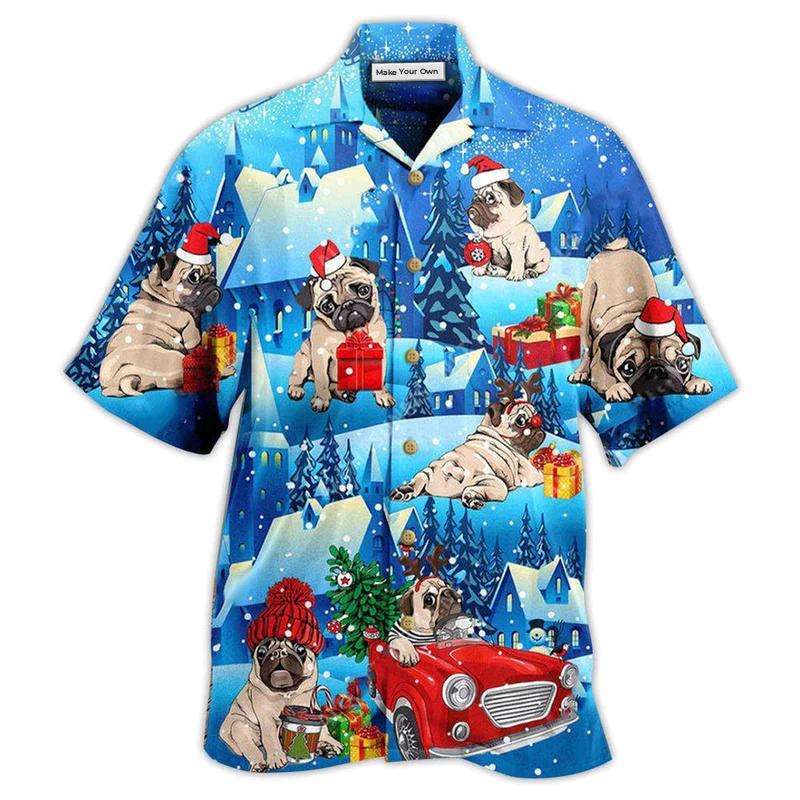 Pug Dog Merry Chrismas With My Pug - Hawaiian Shirt