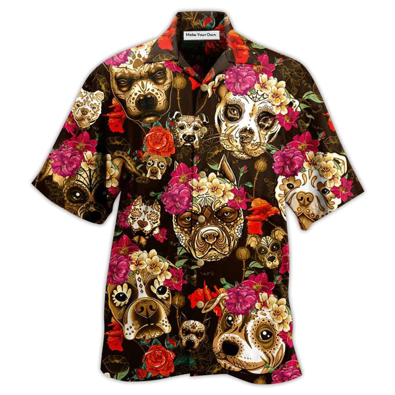 Dog Beautiful Rose Flowers - Hawaiian Shirt