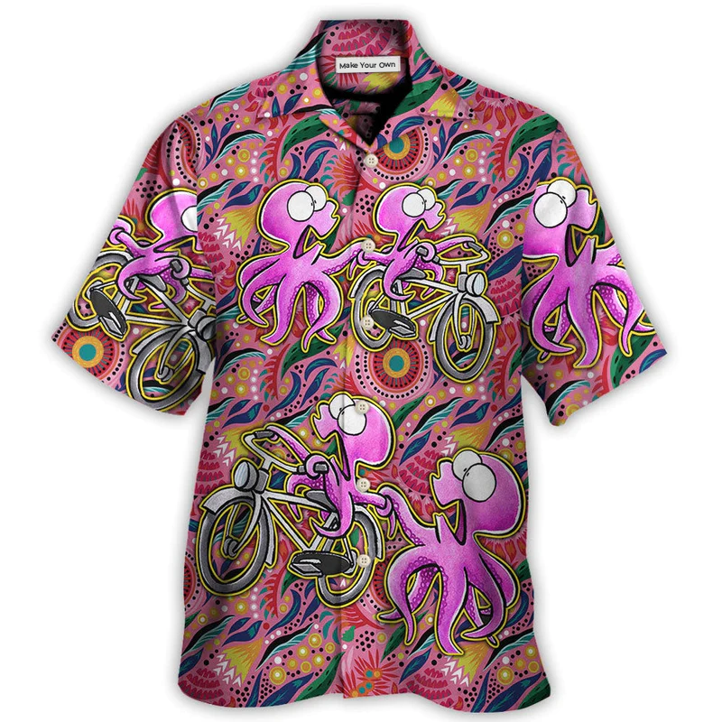 Octopus Ride Cycling Tropical Art - Hawaiian Shirt