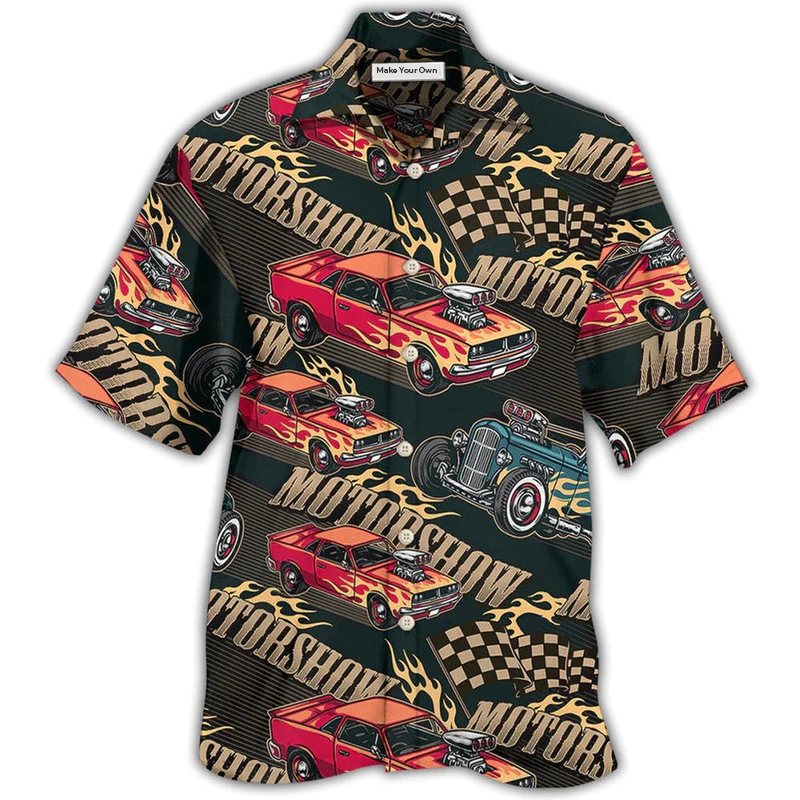 Car Racing Motorshow Fire - Hawaiian Shirt