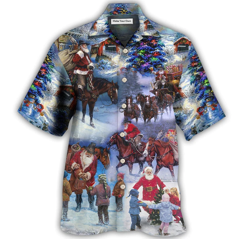 Cowboy Santa Merry Christmas Love Children - Hawaiian Shirt