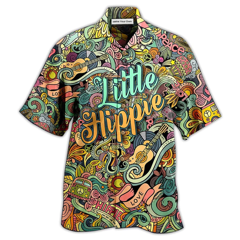 Hippie Music Love Guitar Peace Life Color Little Hippie - Hawaiian Shirt