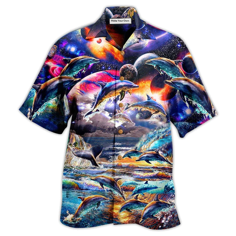 Dolphin Into The Mysterious Galaxy - Hawaiian Shirt