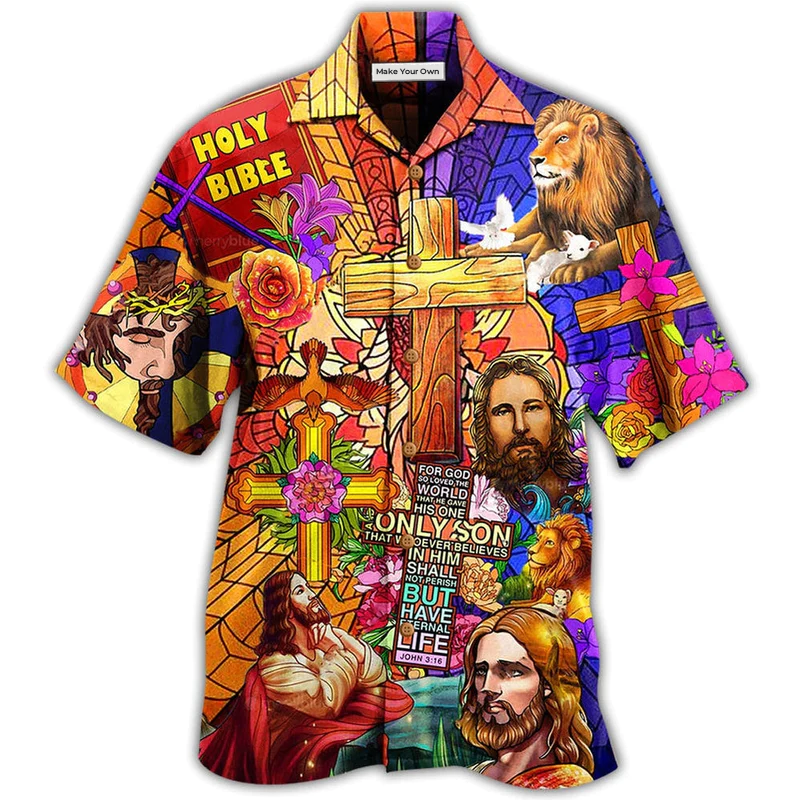 Jesus Lion And Flowers Cool - Hawaiian Shirt