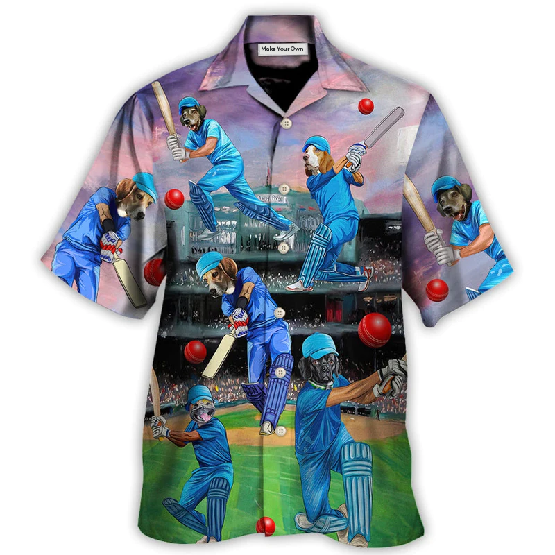 Dog Love Cricket Funny Lover Cricket And Dog - Hawaiian Shirt