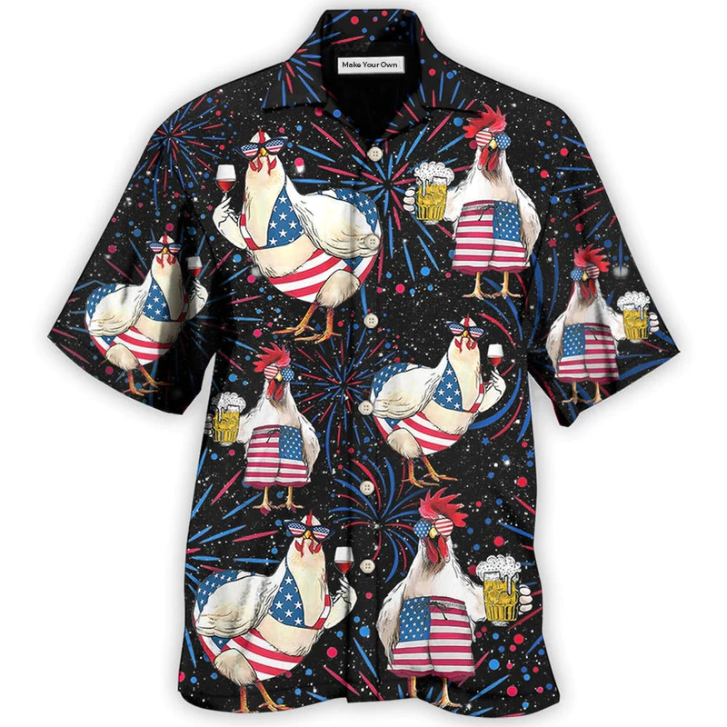 Chicken Independence Day Beer Style - Hawaiian Shirt