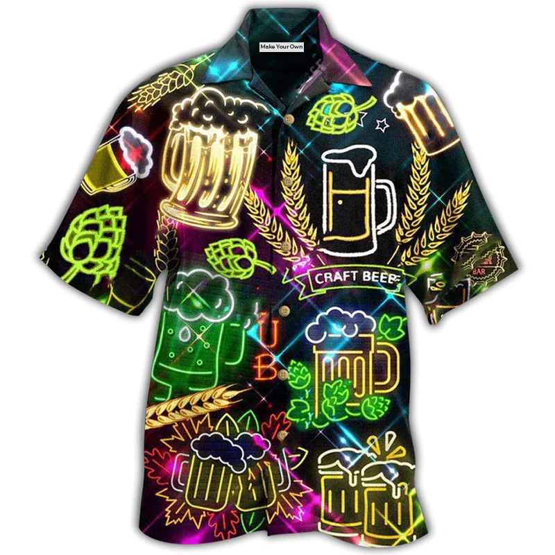 Beer It's Beer O'clock Neon Style - Hawaiian Shirt