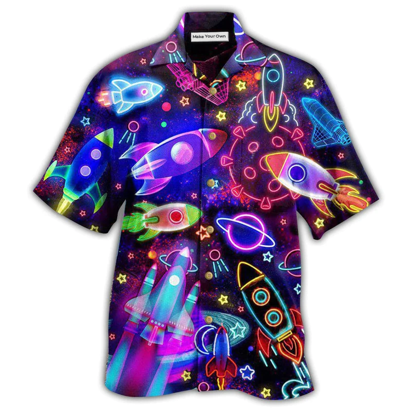Rocket Galaxy Shoot For The Stars Glowing - Hawaiian Shirt