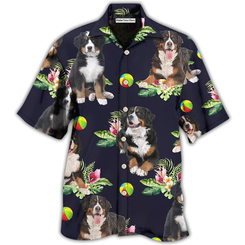 Bernese Mountain Dog Ball Tropical Floral - Hawaiian Shirt