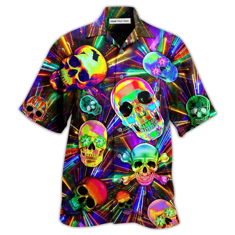 Skull Smile Happy And Fullcolor - Hawaiian Shirt