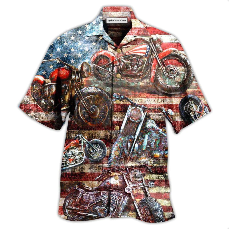Motorcycle No Plans No Maps America - Hawaiian Shirt