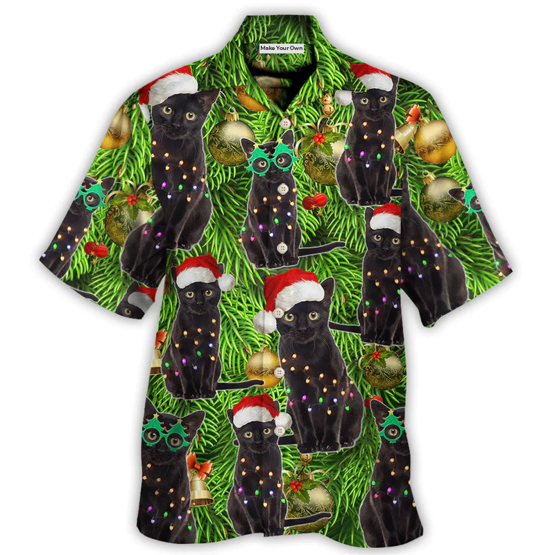 Black Cat Christmas Merry Xmas - Hawaiian Shirt
