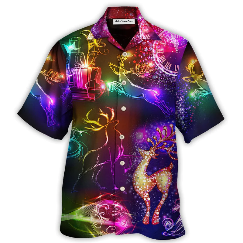 Christmas Reindeer Neon Light Bright - Hawaiian Shirt