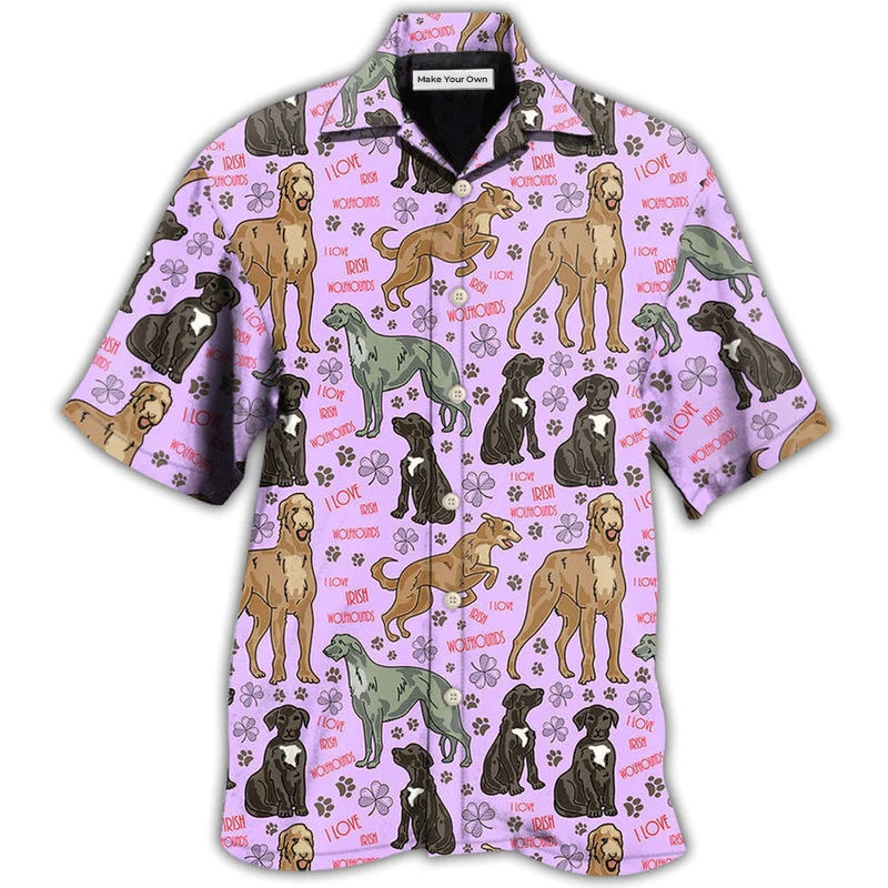Irish Wolfhound Dog So Cute Pink Style - Hawaiian Shirt