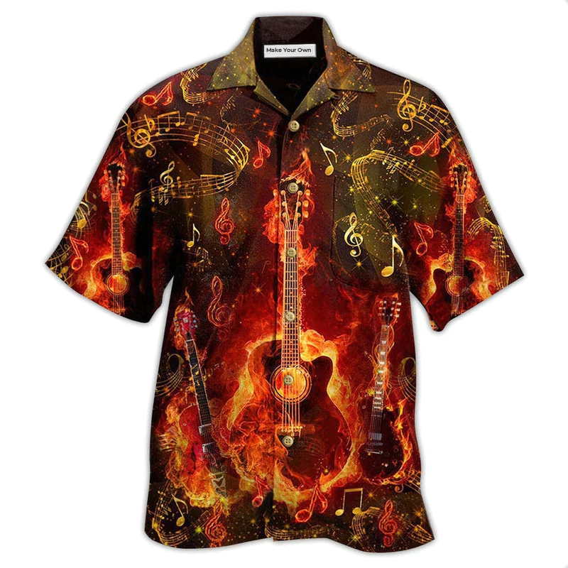 Guitar Music Guitar Where Words Fail Music Speak Flaming - Hawaiian Shirt