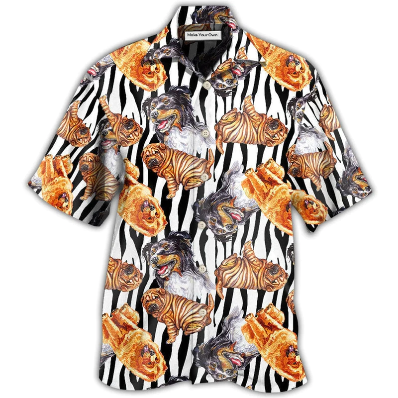 Dogs Black Striped Style Cool - Hawaiian Shirt