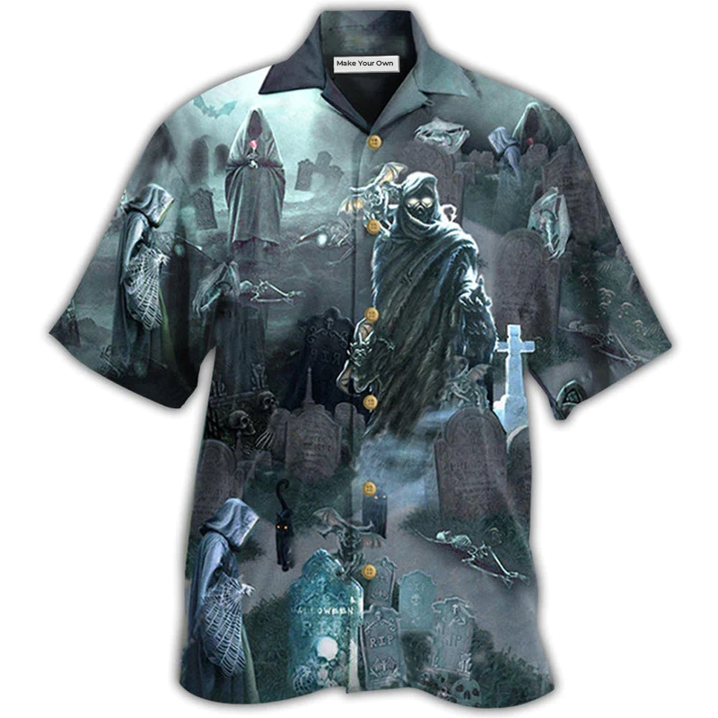 Halloween Death Could Not Hold Him In Tomb With Grey Back Ground - Hawaiian Shirt