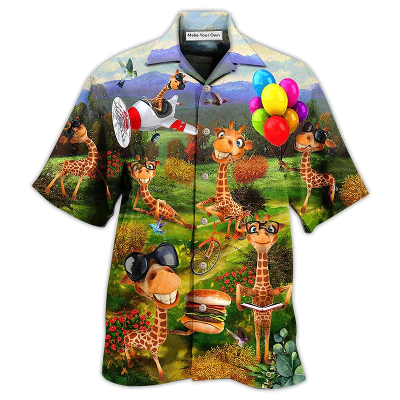 Giraffe Smile Happy - Hawaiian Shirt