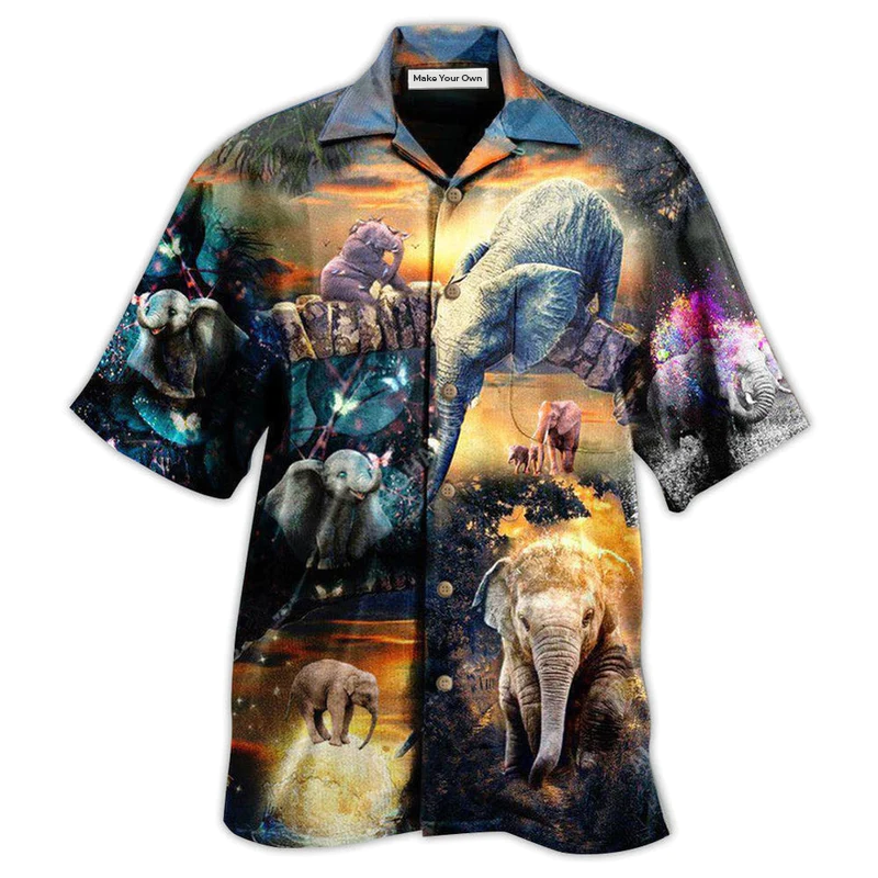 Elephant All Good Things Are Wild And Free Elephant - Hawaiian Shirt