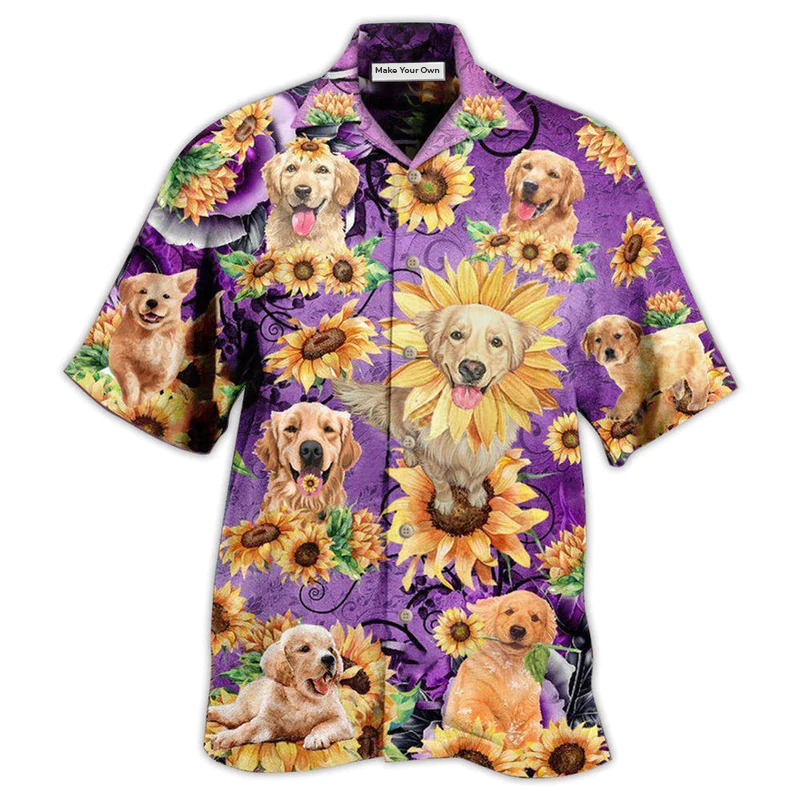 Golden Retriever Be A Sunflower Purple - Hawaiian Shirt