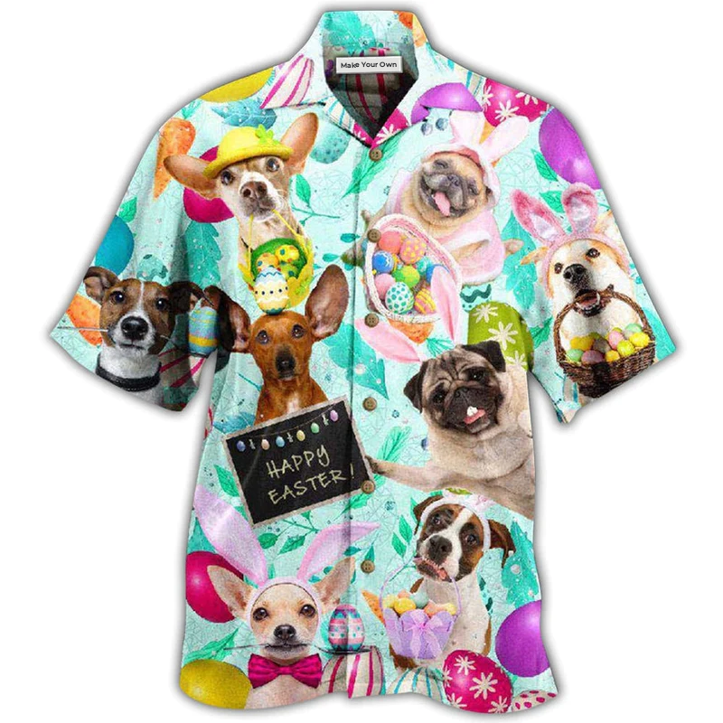 Easter Happy Lovely Dog With Eggs - Hawaiian Shirt