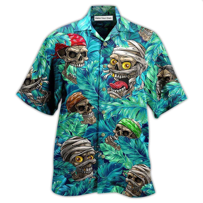 Skull Hide And Seek Tropical Leaf - Hawaiian Shirt