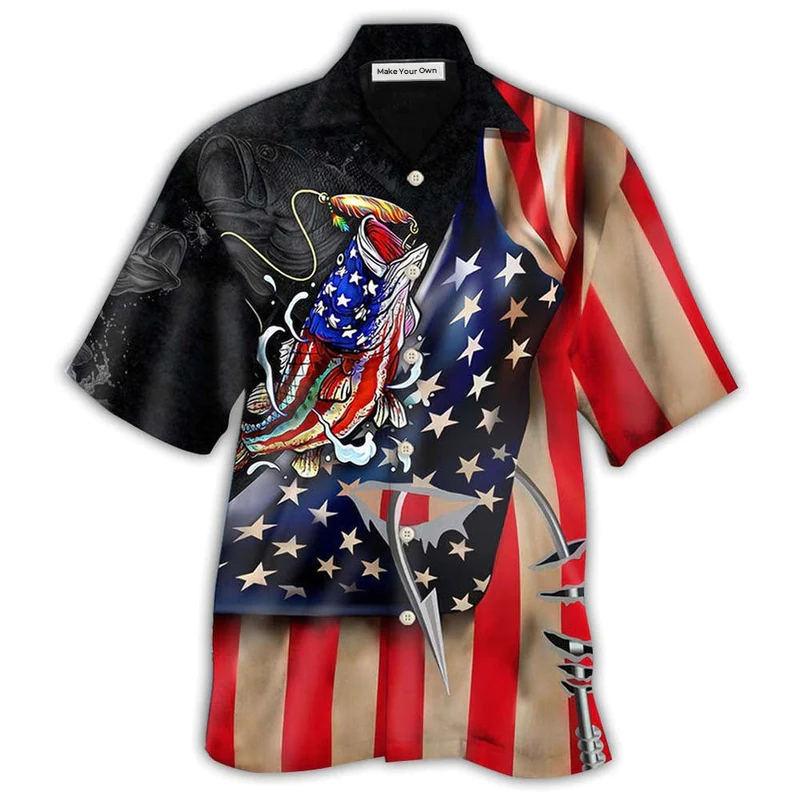 Fishing Bass Fishing America Cool Style - Hawaiian Shirt