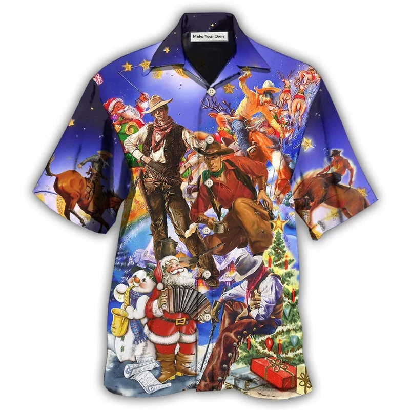 Cowboy Happy And Merry Christmas - Hawaiian Shirt