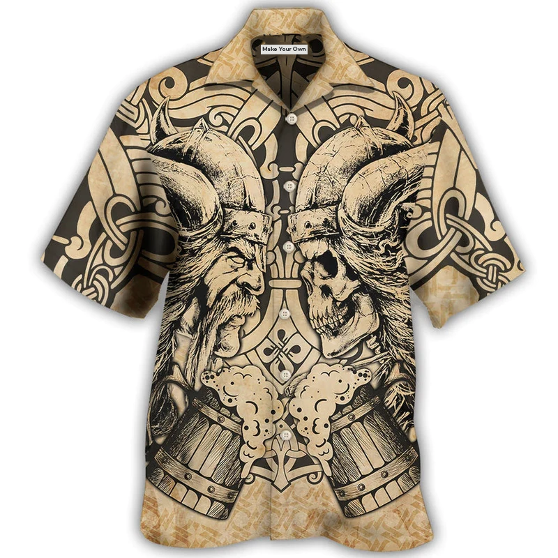 Viking Old Man With Skull Vintage - Hawaiian Shirt