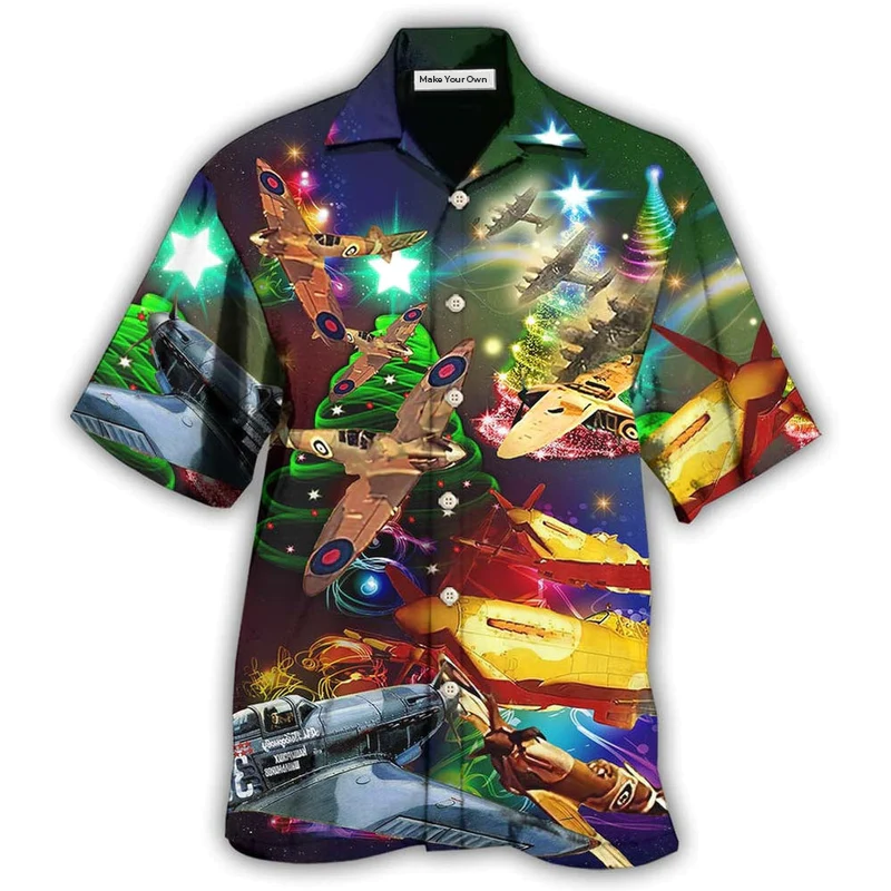 Combat Aircraft Fly Sky Merry Christmas - Hawaiian Shirt