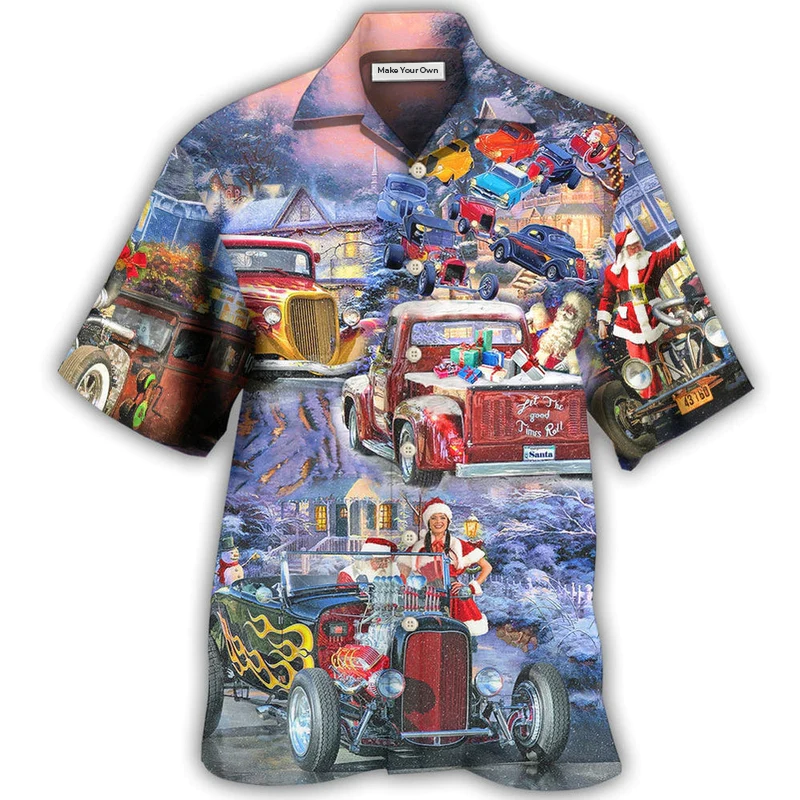 Hot Rod Merry Christmas Snow - Hawaiian Shirt
