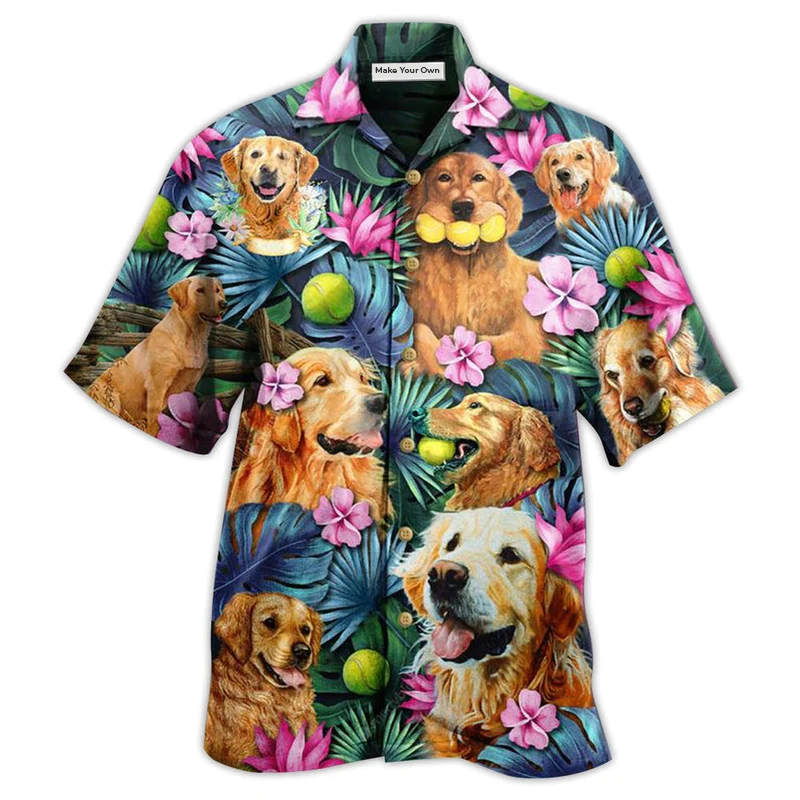 Golden Retriever Dog Lovely Hug A Golden - Hawaiian Shirt
