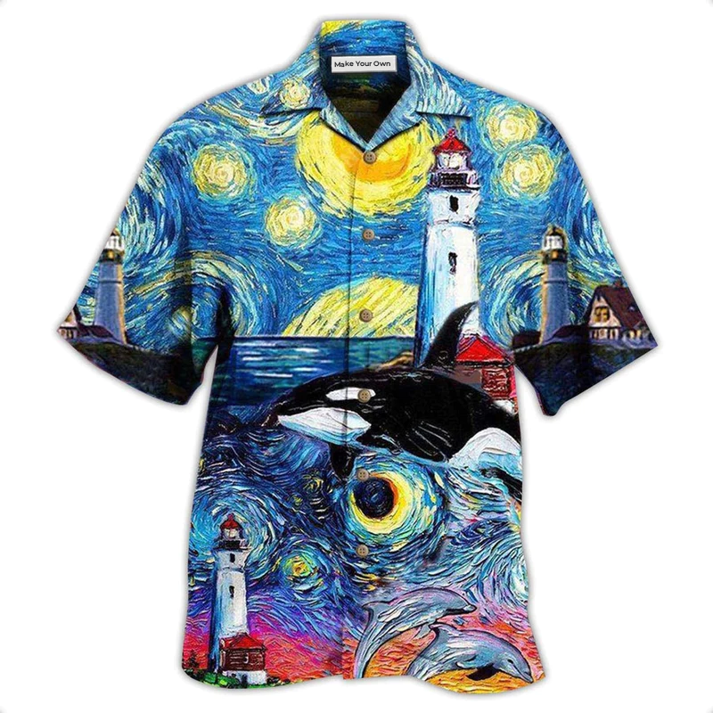 Lighthouse Finding Light In A Starry Night - Hawaiian Shirt