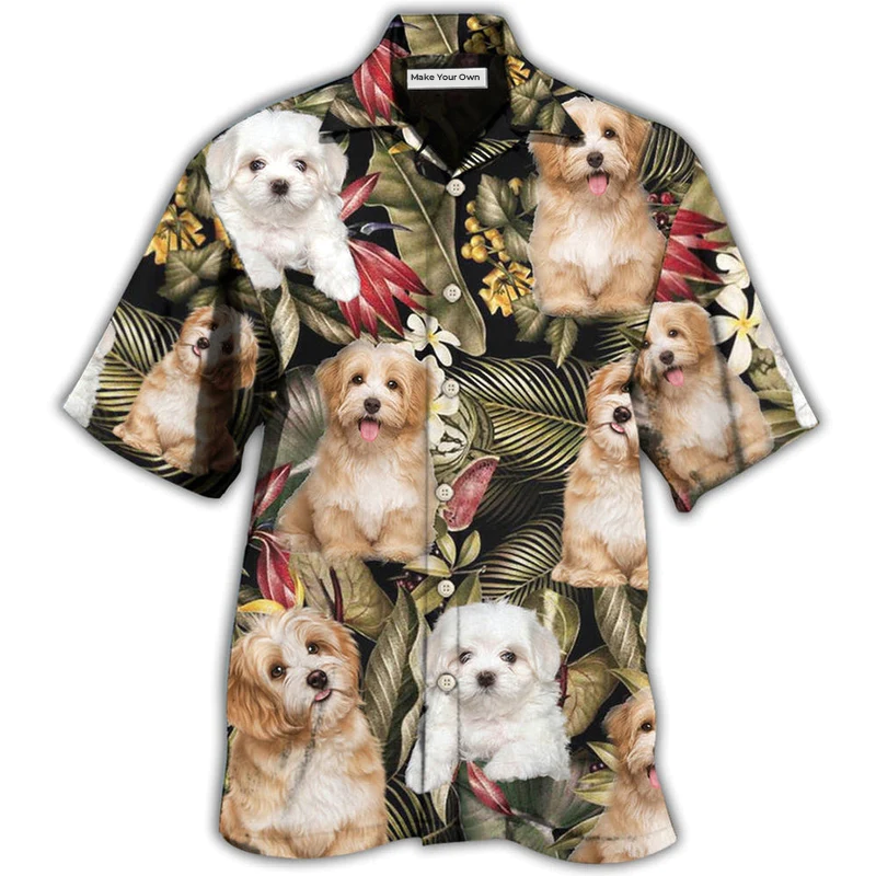 Havanese Dog Tropical Leaf Style - Hawaiian Shirt
