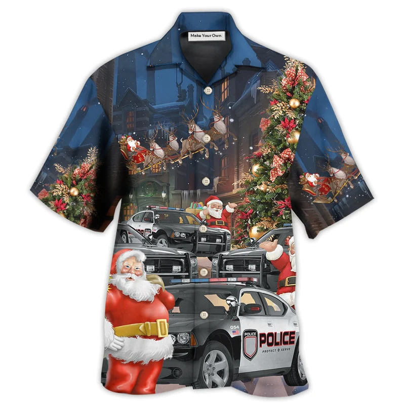 Police Car Santa Merry Christmas - Hawaiian Shirt